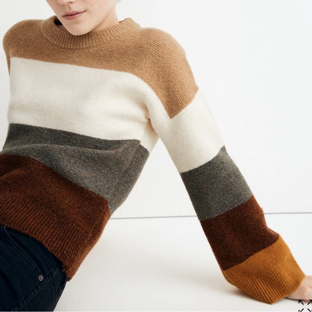 Madewell Andria Colorblock Striped Sweater - Medium